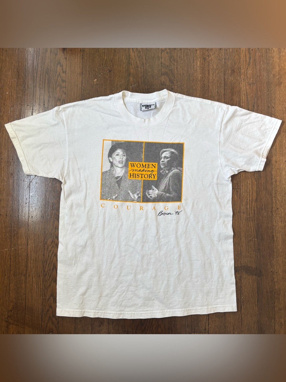 Vintage 1998 Barbara Boxer Senate Campaign T-Shirt “Women Making History” size L